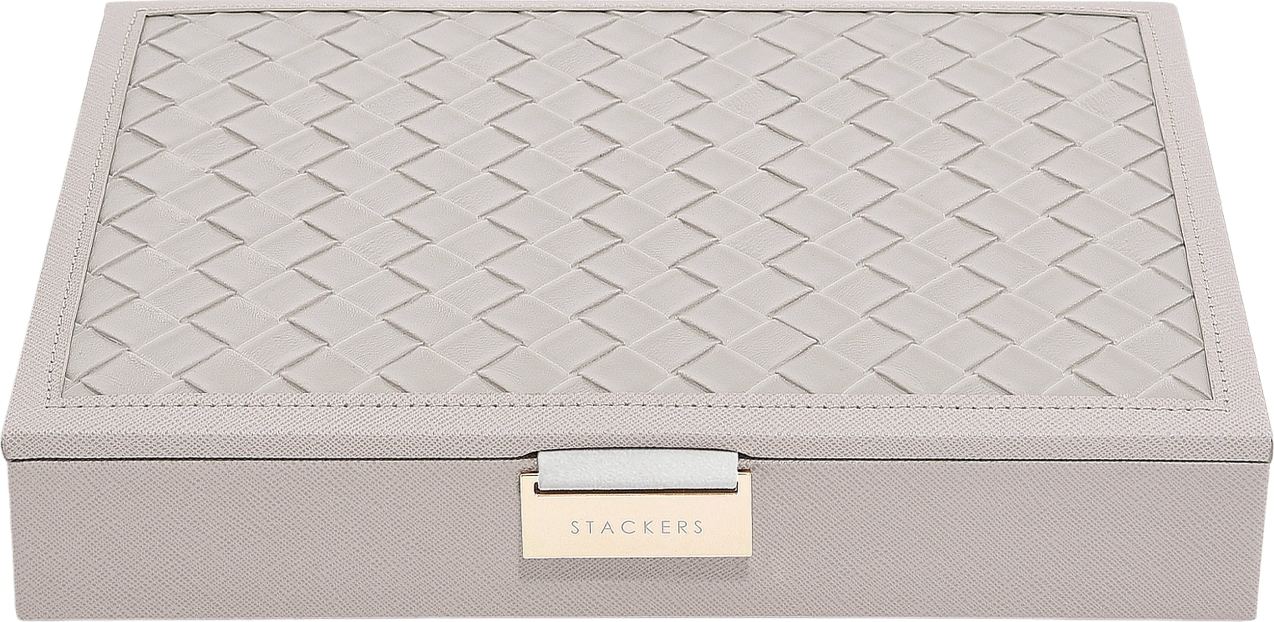 Szkatułka na biżuterię Stackers classic taupe z plecioną pokrywką
