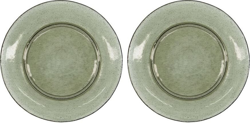Talerze z kamionki Rain 27 cm zielone szklane 2 szt.