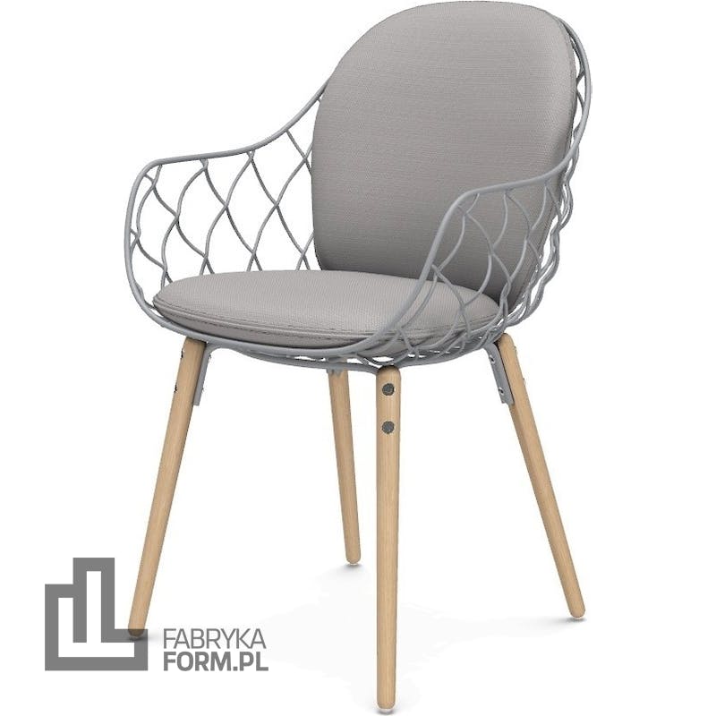 Krzesło Pina pełne szare materiał Steelcut 2 nogi jesion
