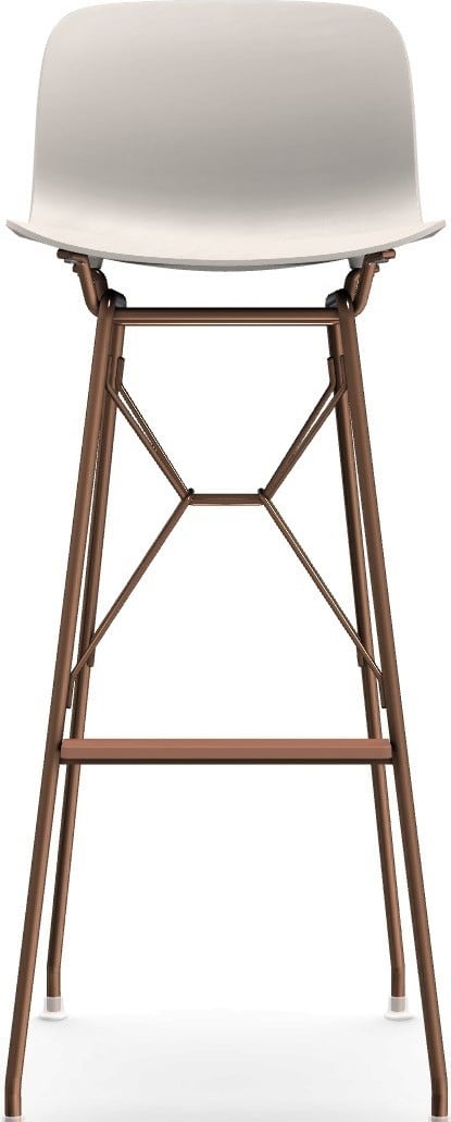 Stołek barowy Troy Wireframe biały z miedzianą ramą