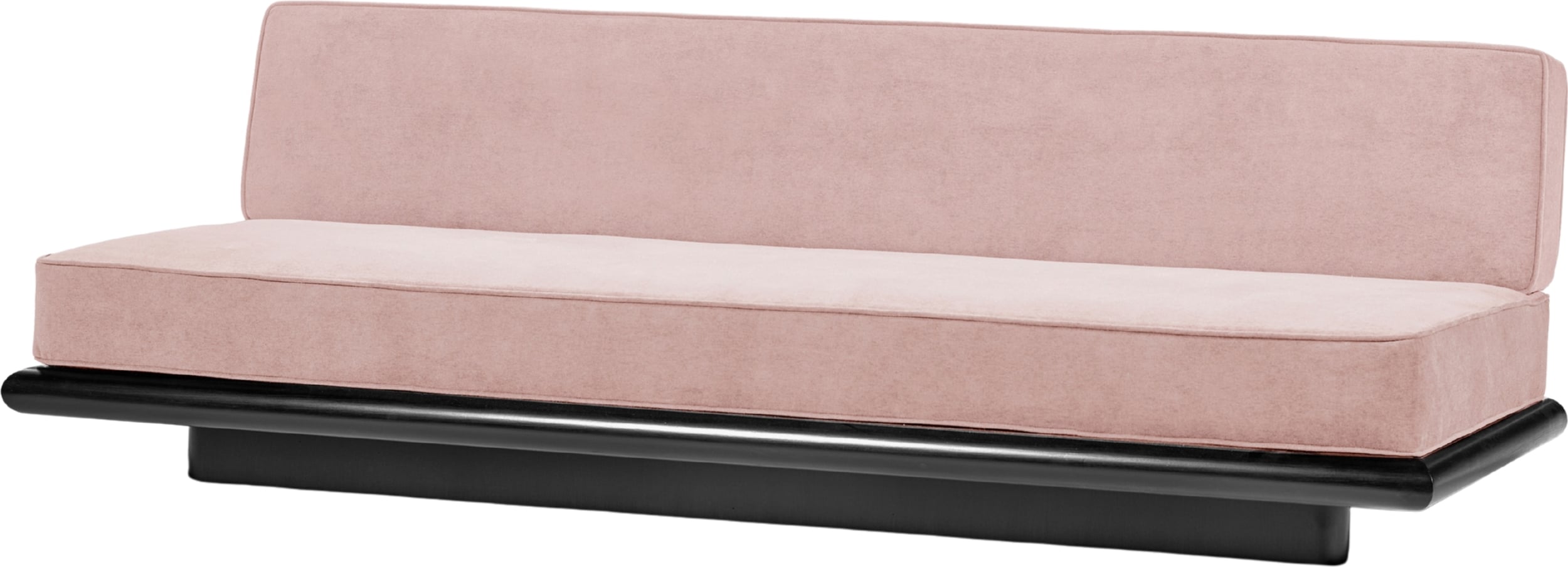 Sofa Ono Velvet 234 cm różowa czarny dąb