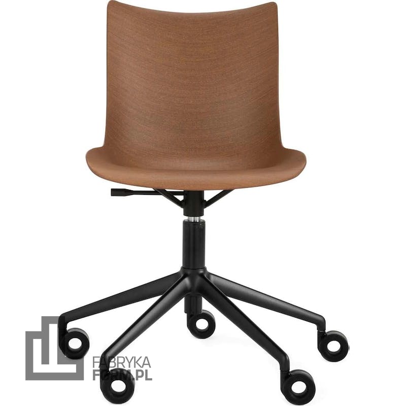 Krzesło obrotowe P Wood ciemne drewno z czarną ramą