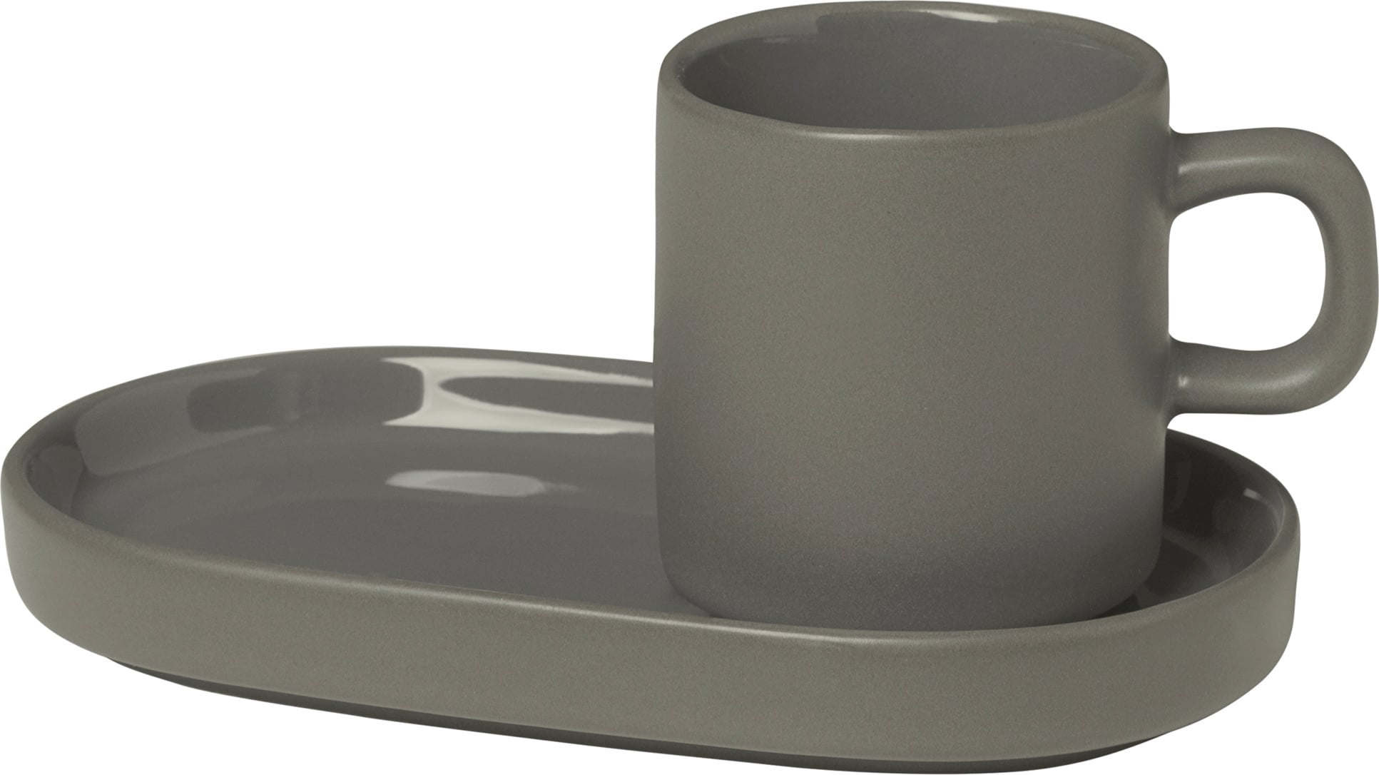 Filiżanki do espresso Pilar pewter ze spodkiem 2 szt.