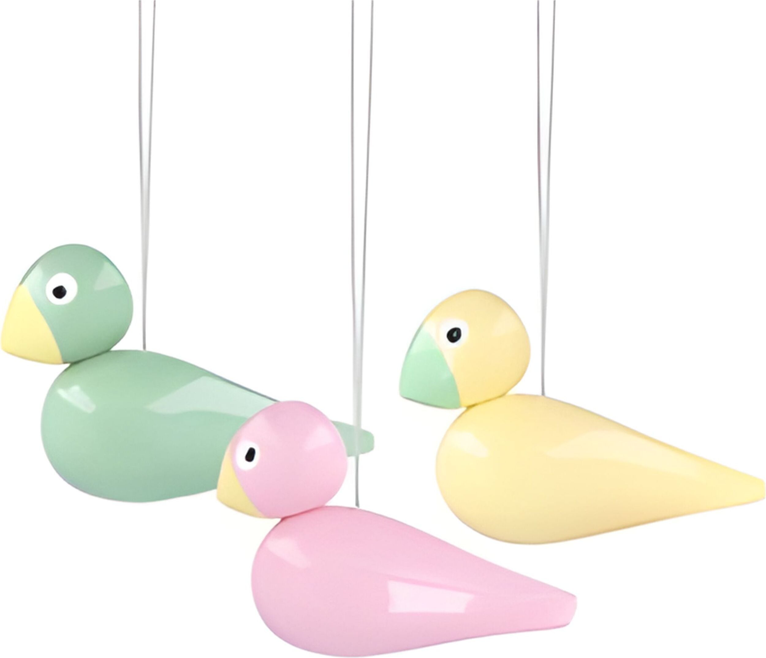 Dekoracje drewniane Easter Birds żółto-zielono-różowe 3 szt.