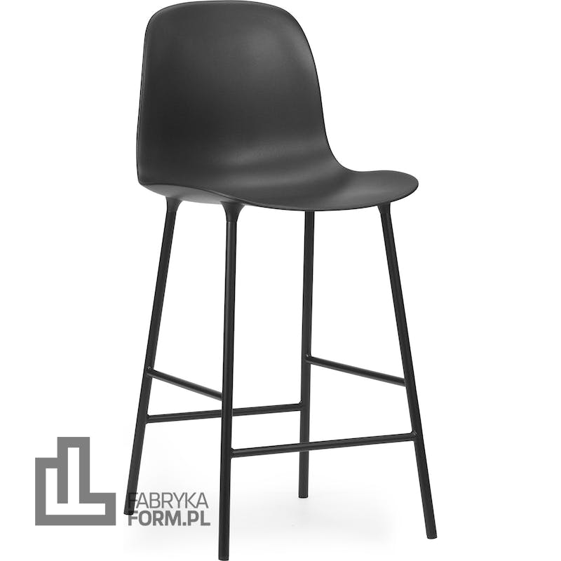 Krzesło barowe Form 65 cm czarne na stalowych nogach