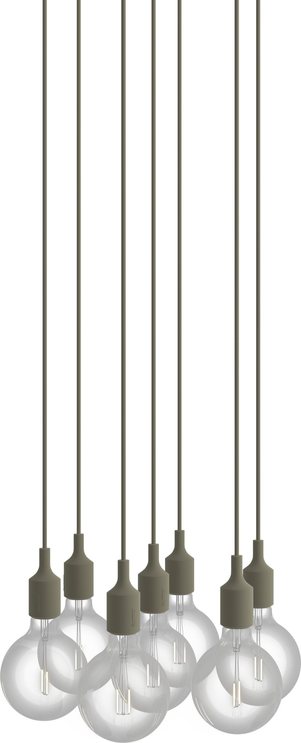 Lampa wisząca E27 7-punktowa oliwkowa