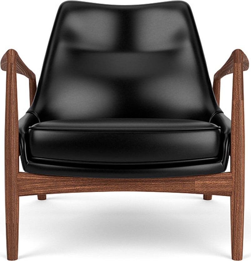 Fotel The Seal Lounge 73 cm orzech tapicerowany skóra czerń