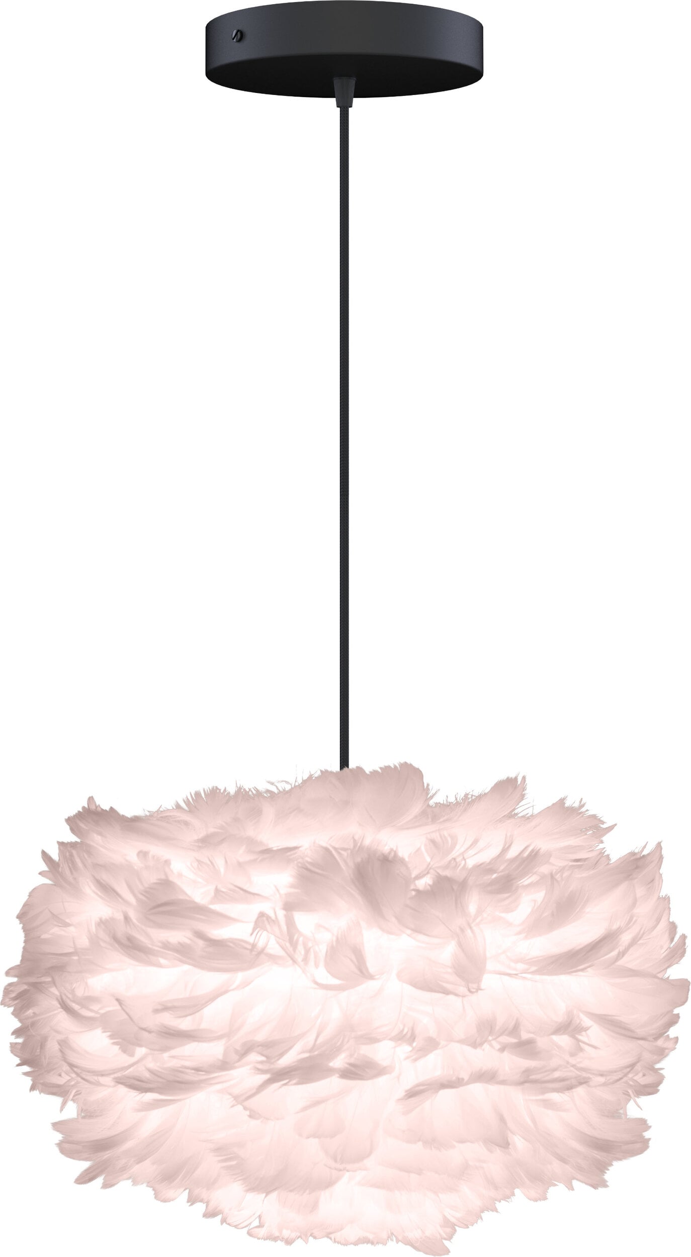 Lampa wisząca Eos 35 cm jasnoróżowa z czarną rozetą