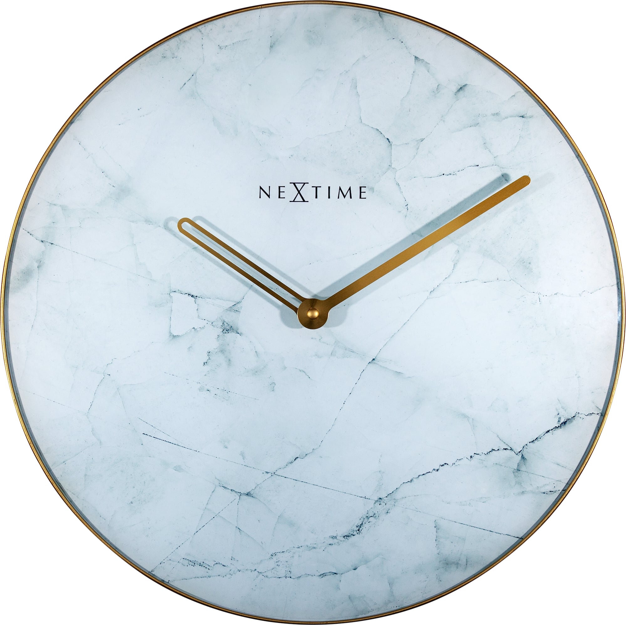 Zegar ścienny Marble biały ze złotą oprawą