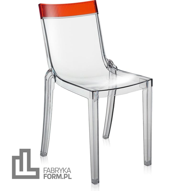 Krzesło Hi-Cut przezroczyste z czerwonym paskiem