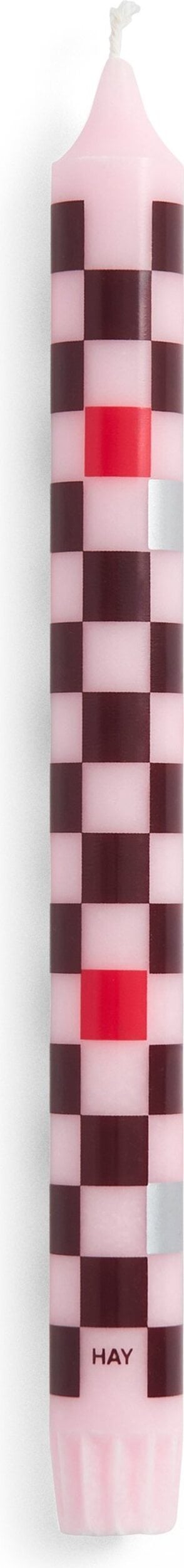 Świeca Hay Pattern szachownica różowo-bordowa