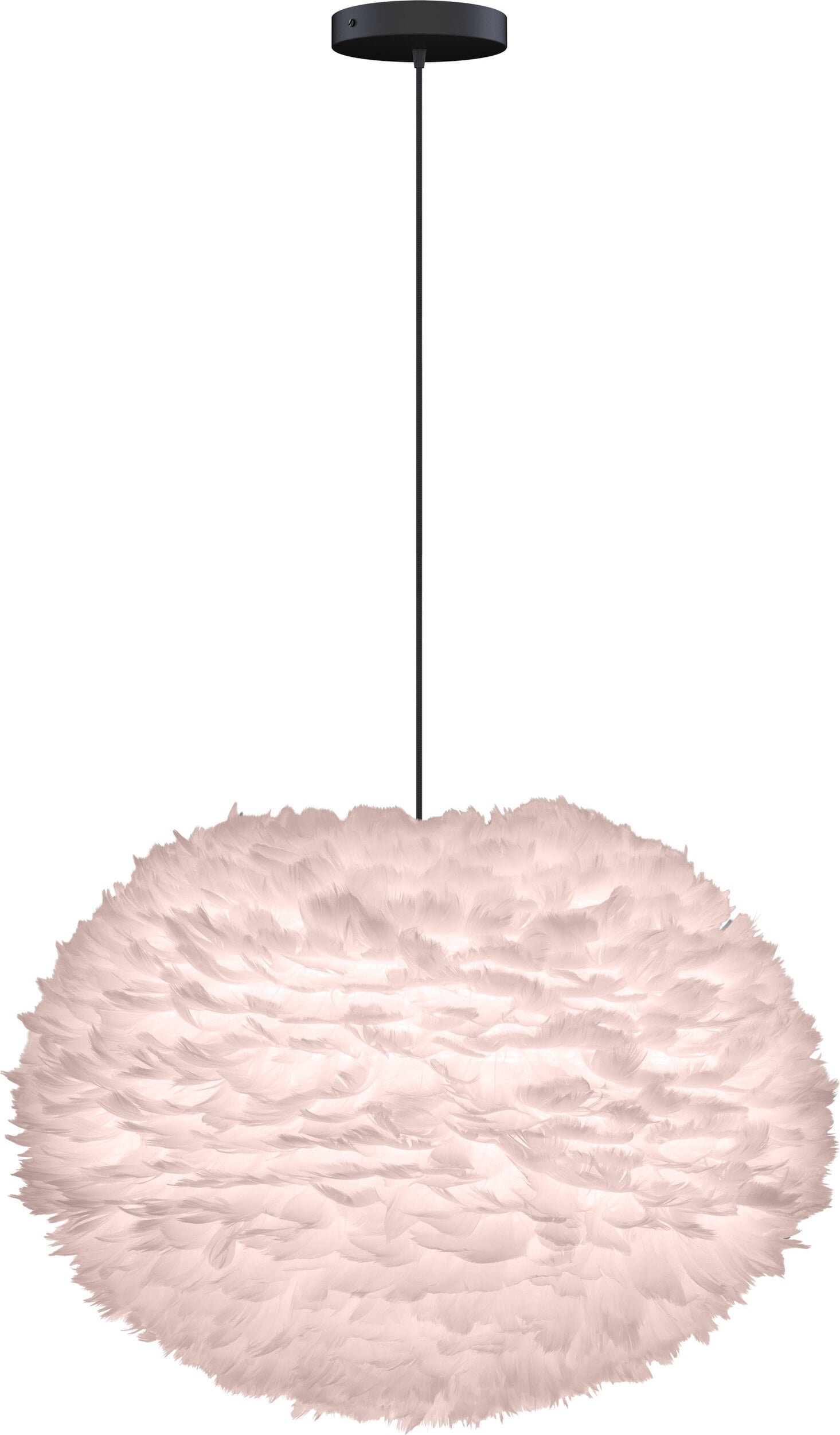 Lampa wisząca Eos 65 cm jasnoróżowa z czarną rozetą