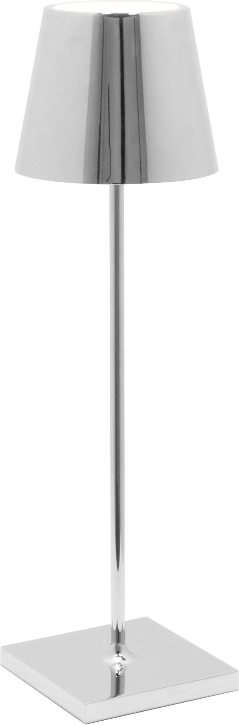 Lampa stołowa Poldina 38 cm metaliczna srebrna