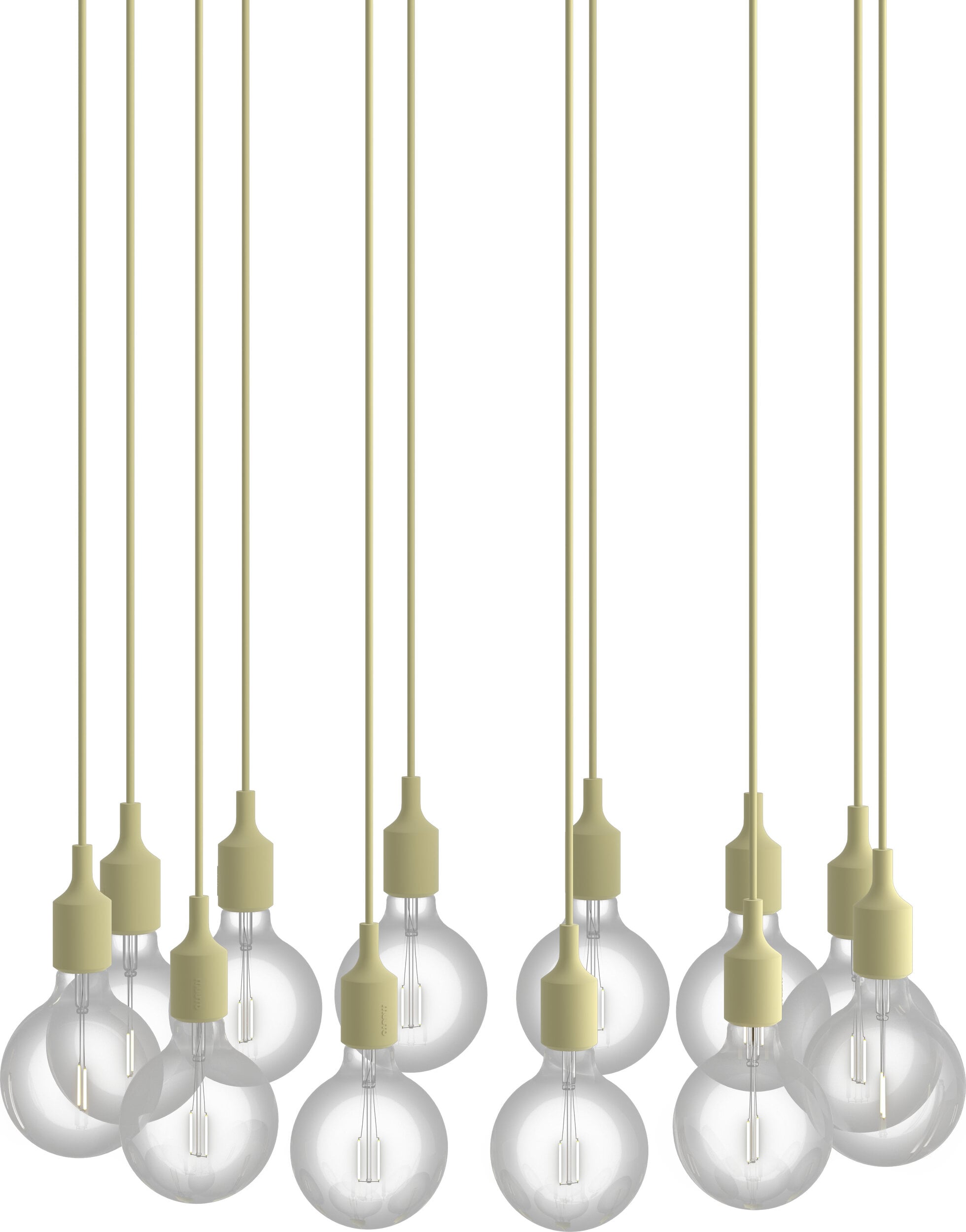 Lampa wisząca E27 12-punktowa beżowo-zielona