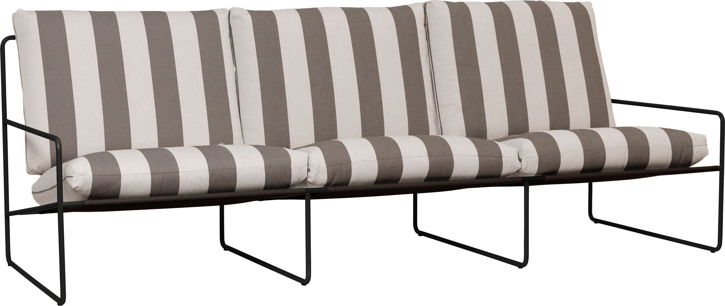 Sofa ogrodowa Desert Stripe potrójna z czarną ramą
