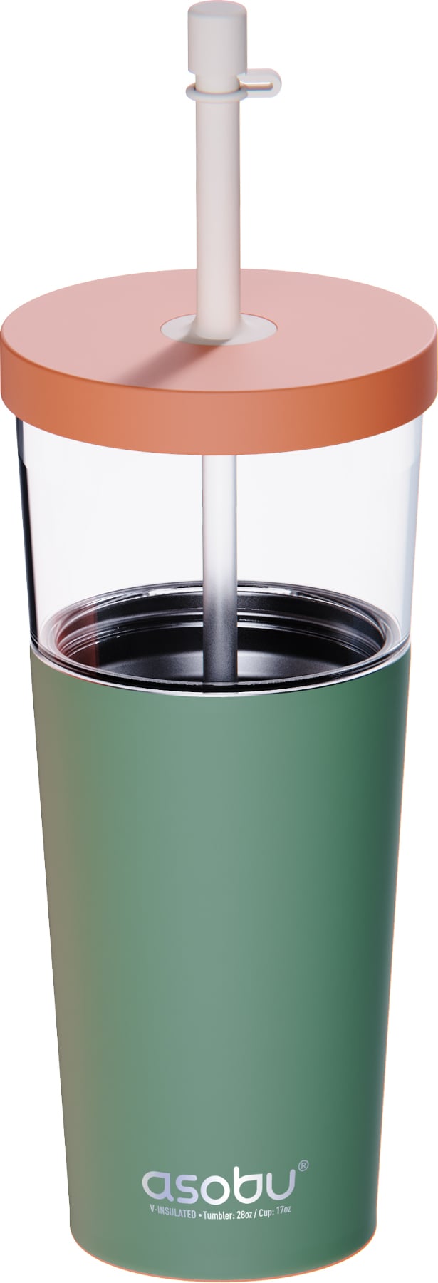 Kubek termiczny ze słomką Marina 850 ml pastelowy zielony