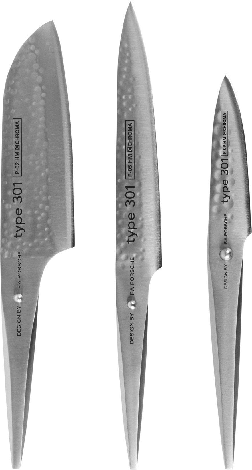 Nóż Santoku  nóż do plastrowania i do obierania Type 301 HM w zestawie