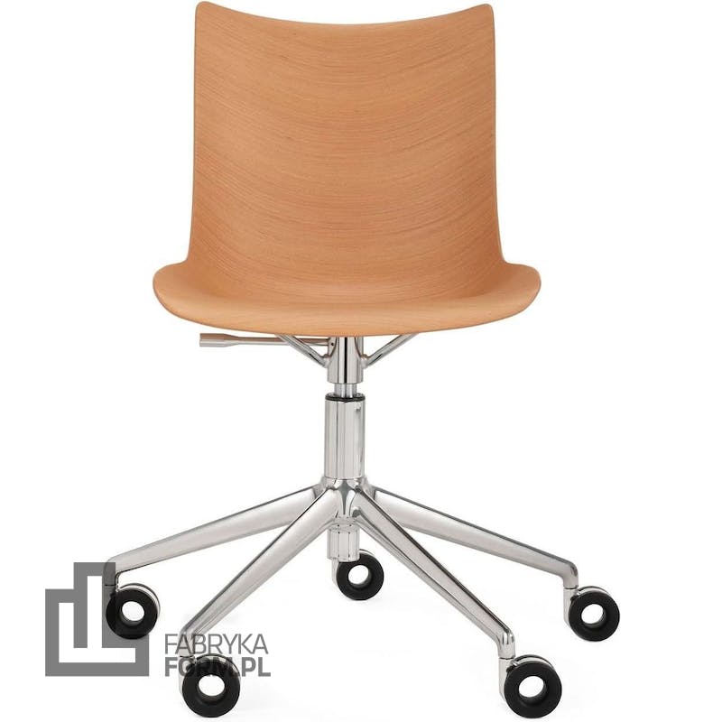 Krzesło obrotowe P Wood jasne drewno z chromowaną ramą