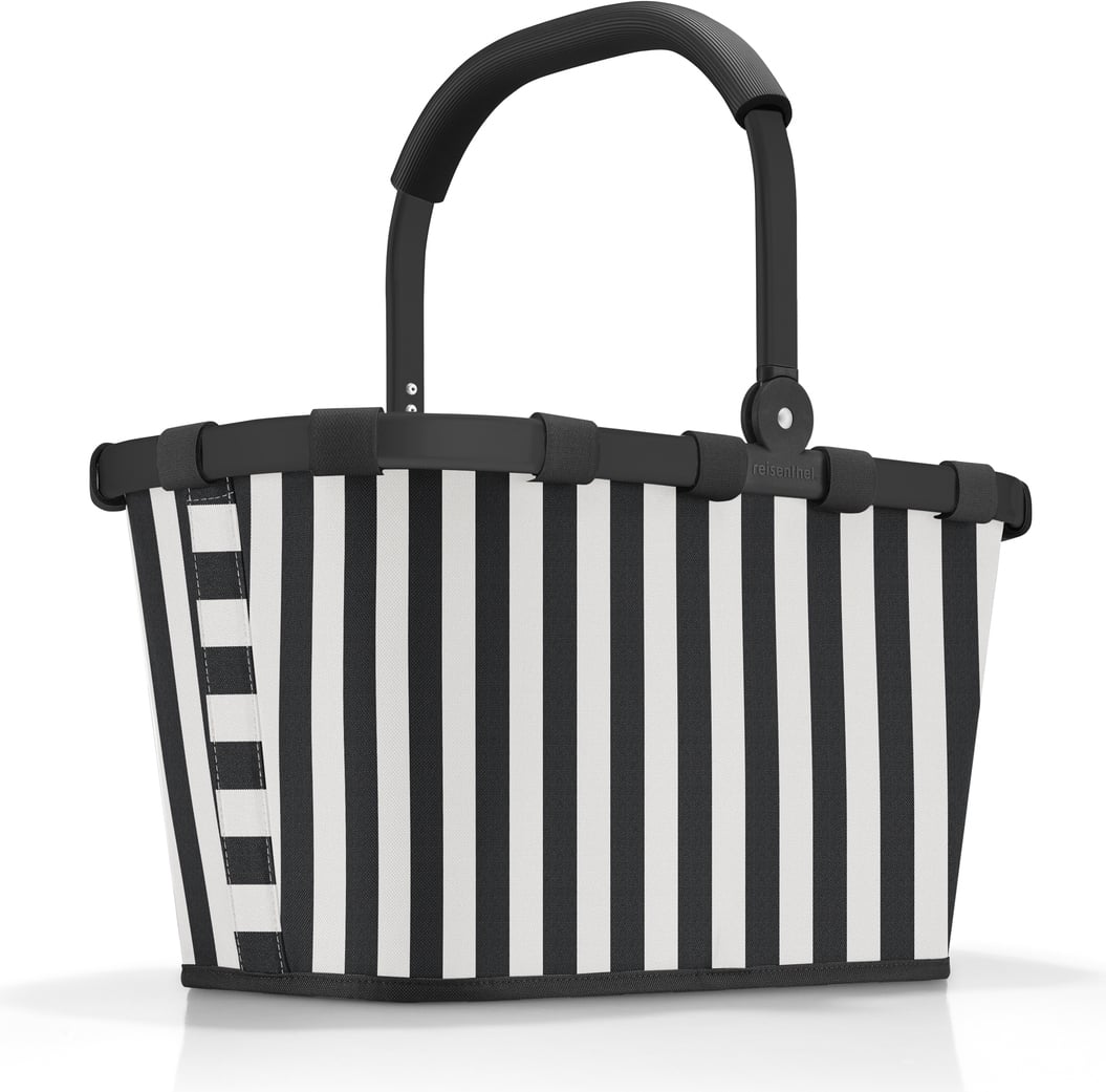 Koszyk na zakupy Carrybag w paski czarno-biały z recyklingu