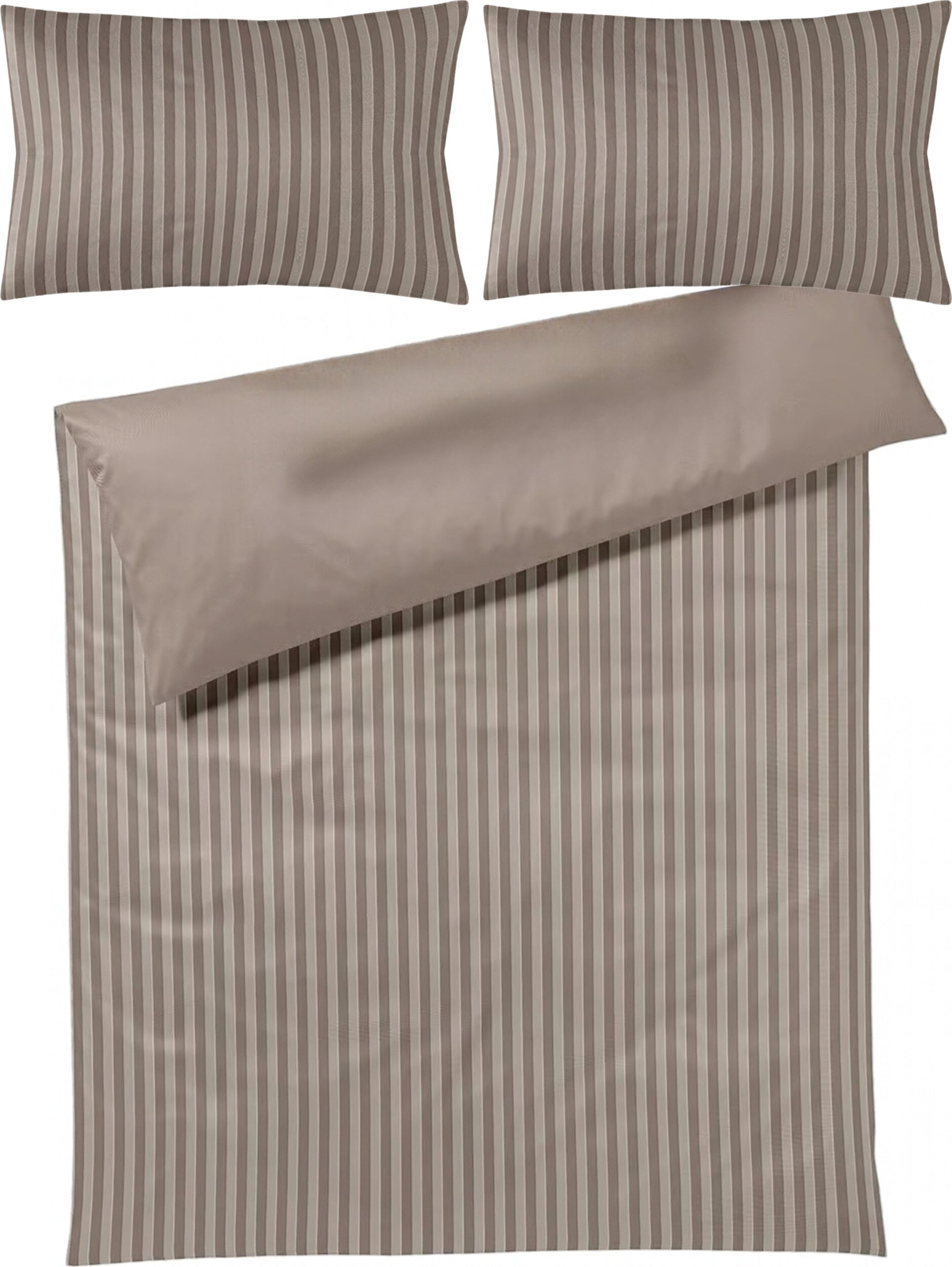 Pościel Soft Lines 240 x 220 cm brązowa z bawełny flanelowej z 2 poszewkami na poduszki 40 x 80 cm