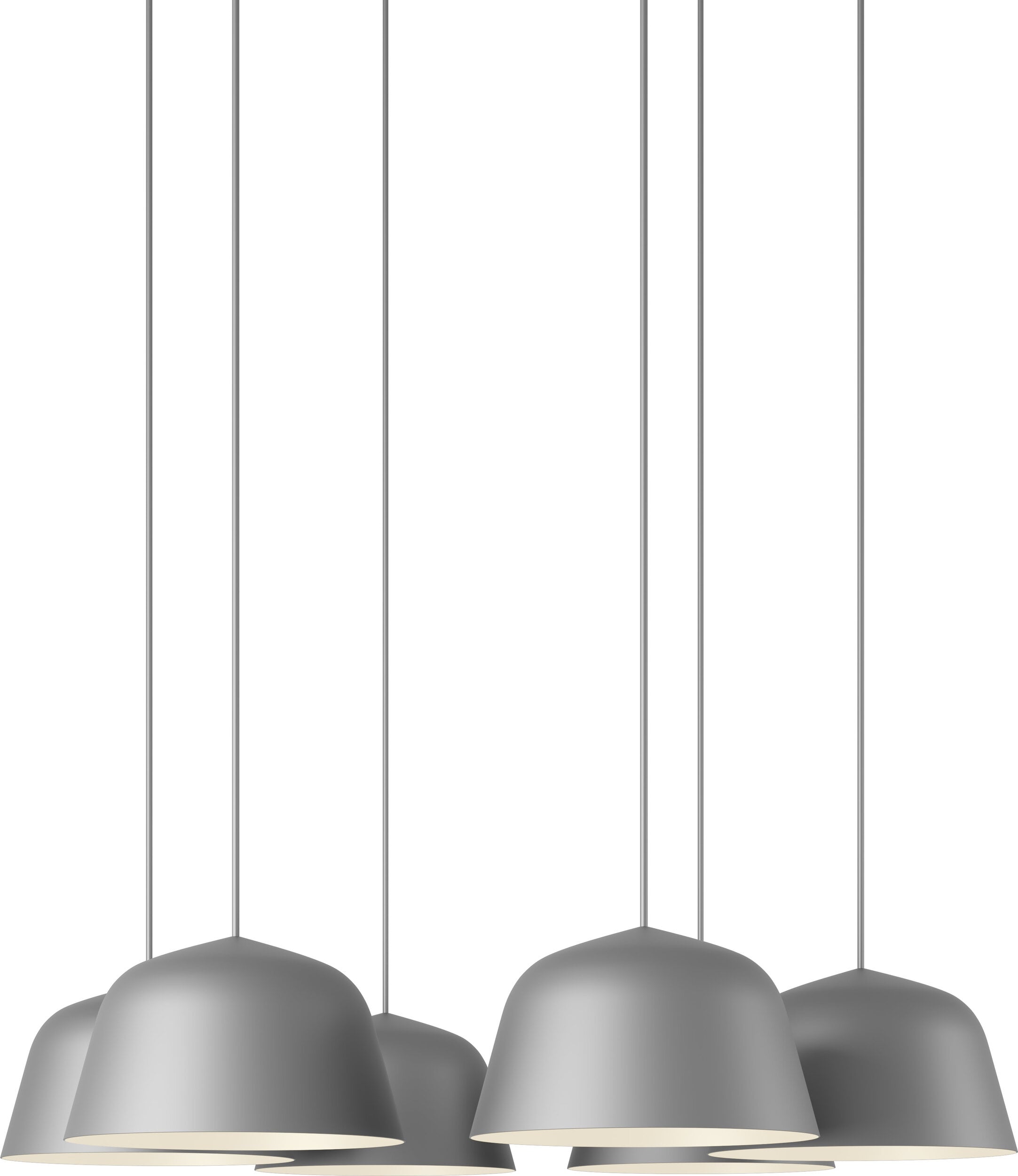 Lampa wisząca z 6 kloszami Ambit szara