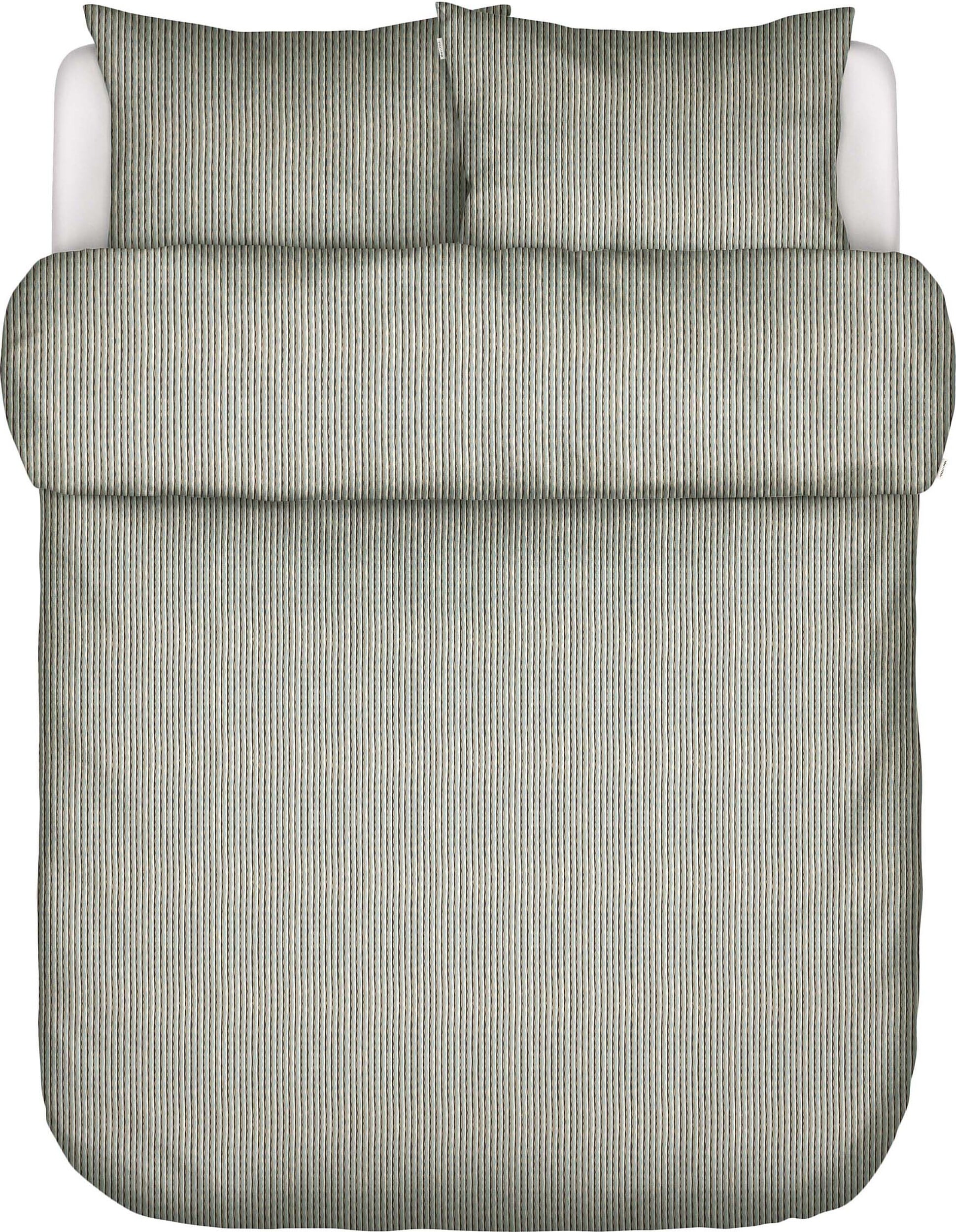 Pościel Janne 200 x 220 cm oliwkowo-szara z 2 poszewkami na poduszki 80 x 80 cm zapięcie flap