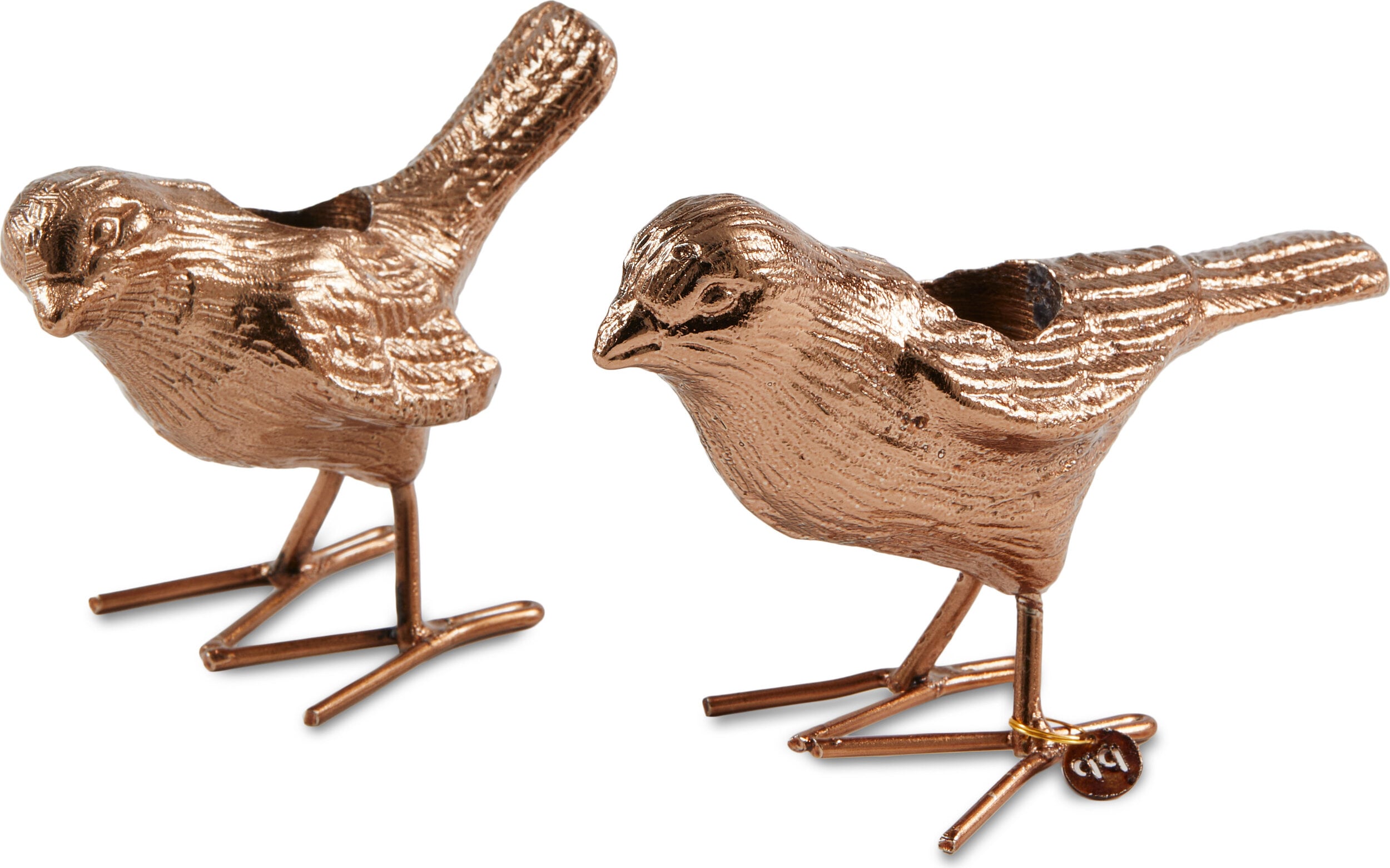Świeczniki na klasyczne świece Flock Of Birds różowe złoto 2 el.