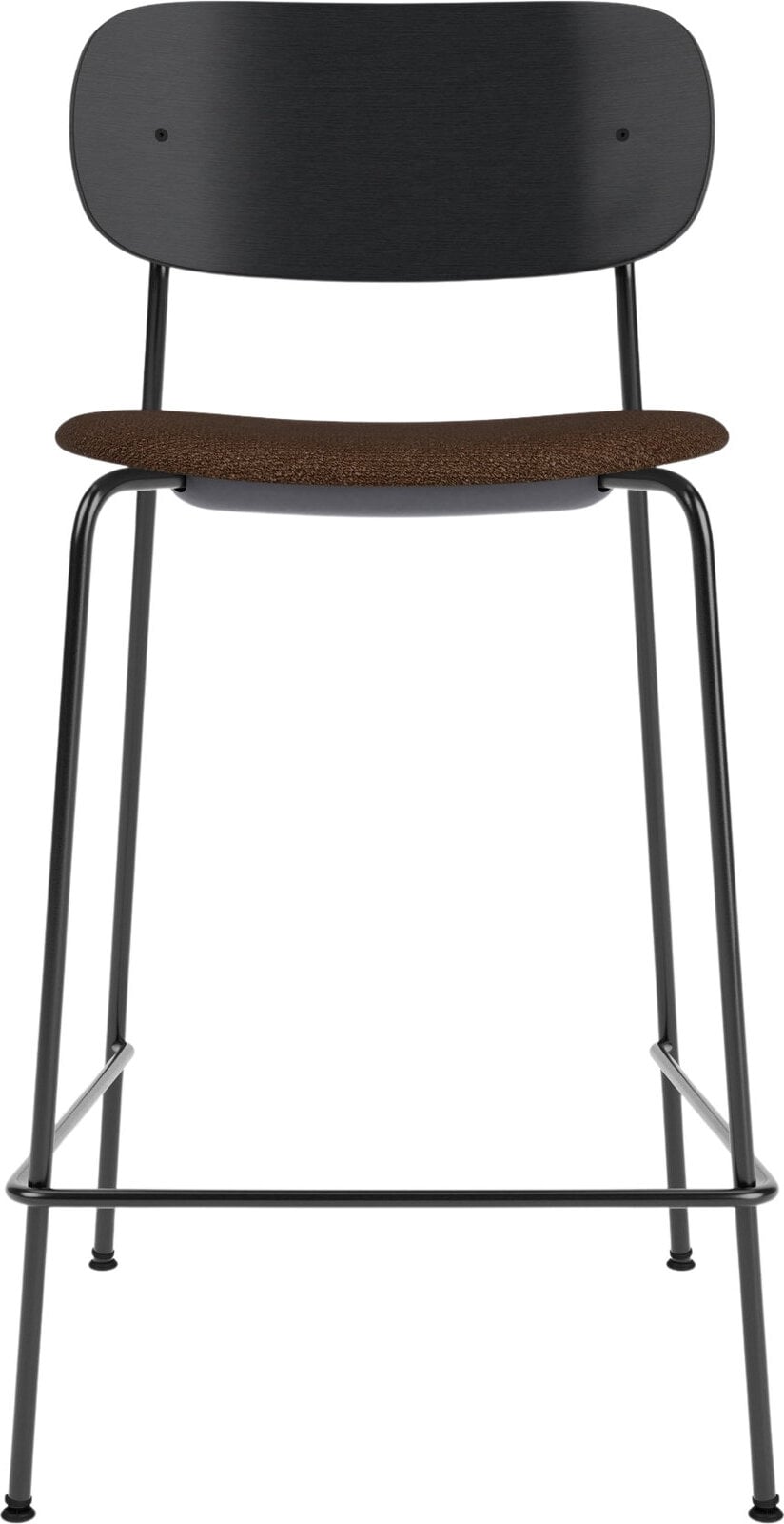 Krzesło barowe Co 68 5 cm czarne z tapicerowanym siedziskiem boucle brąz