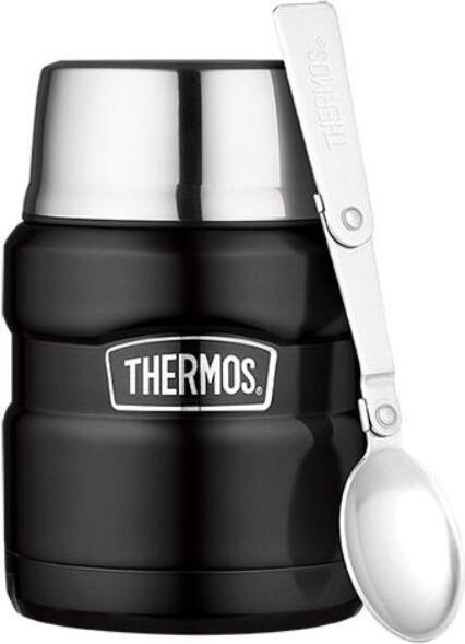 Termos obiadowy ze składaną łyżką Style 470 ml czarny mat 2 el.