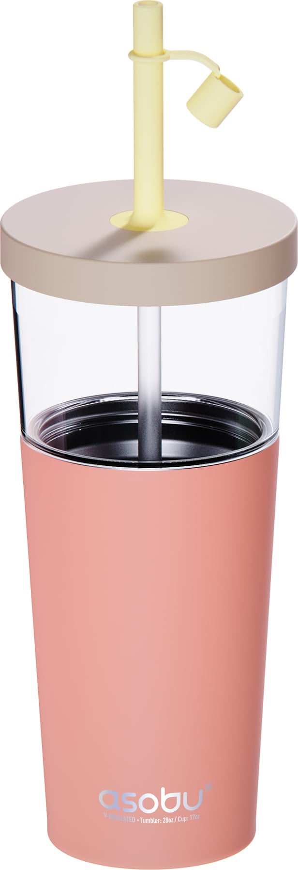 Kubek termiczny ze słomką Marina 850 ml pastelowy pomarańczowy