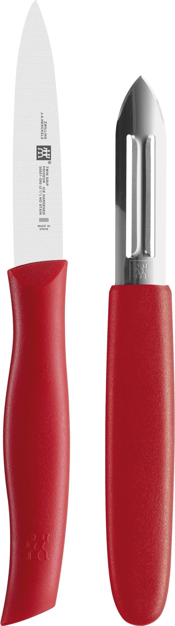 Nóż do obierania i obieraczka Twin Grip czerwone
