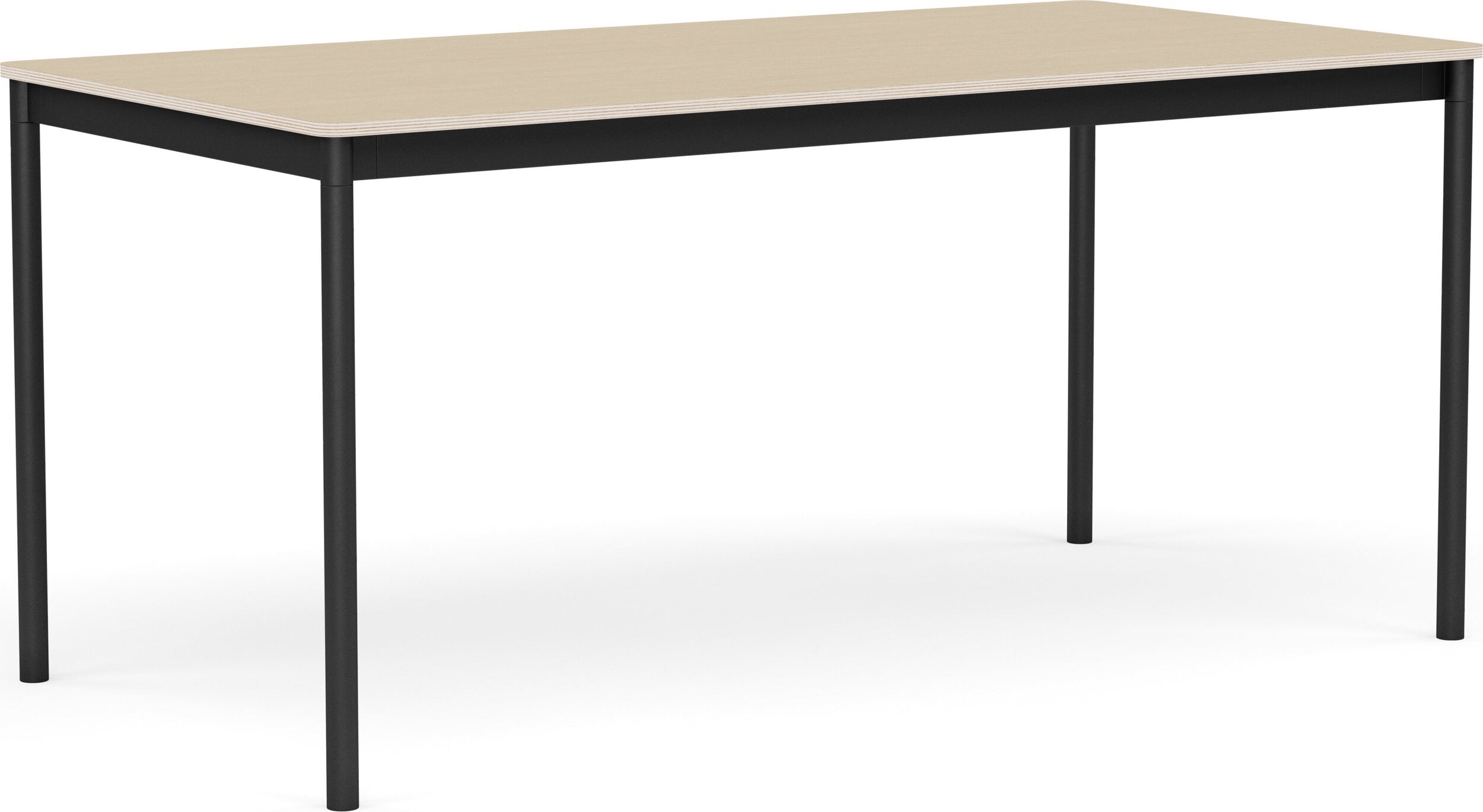Stół Base 160 x 80 x 73 cm dębowy z laminowanym blatem ze sklejką i czarną ramą