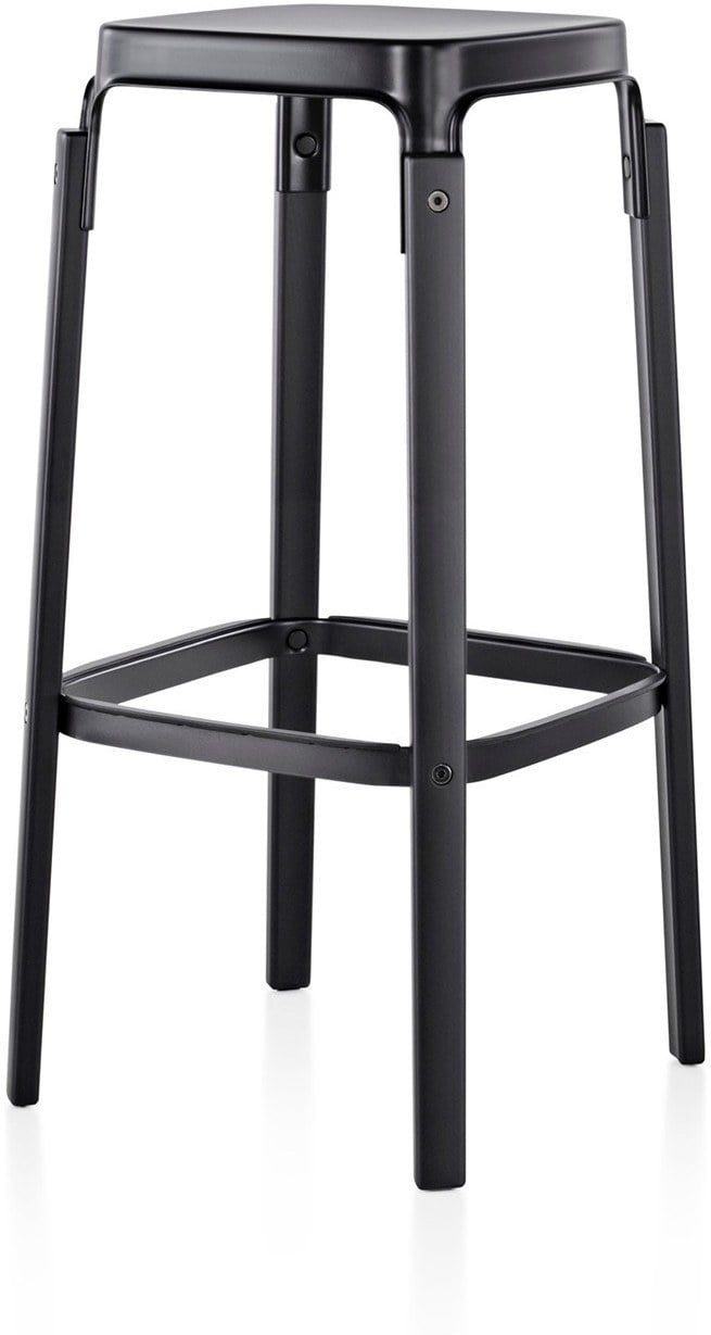 Stołek barowy Steelwood 78 cm nogi czarne siedzisko czarne