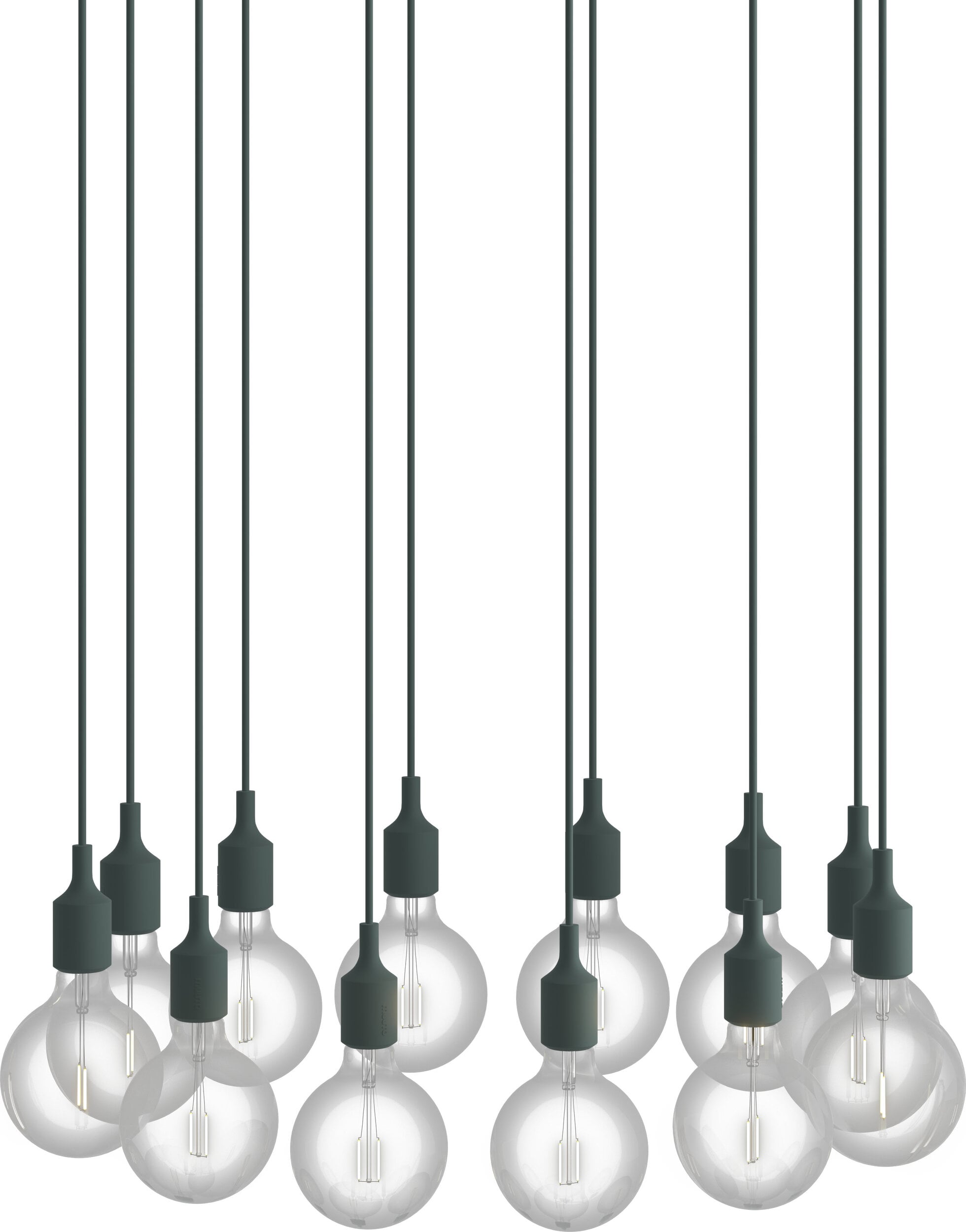 Lampa wisząca E27 12-punktowa ciemnozielona