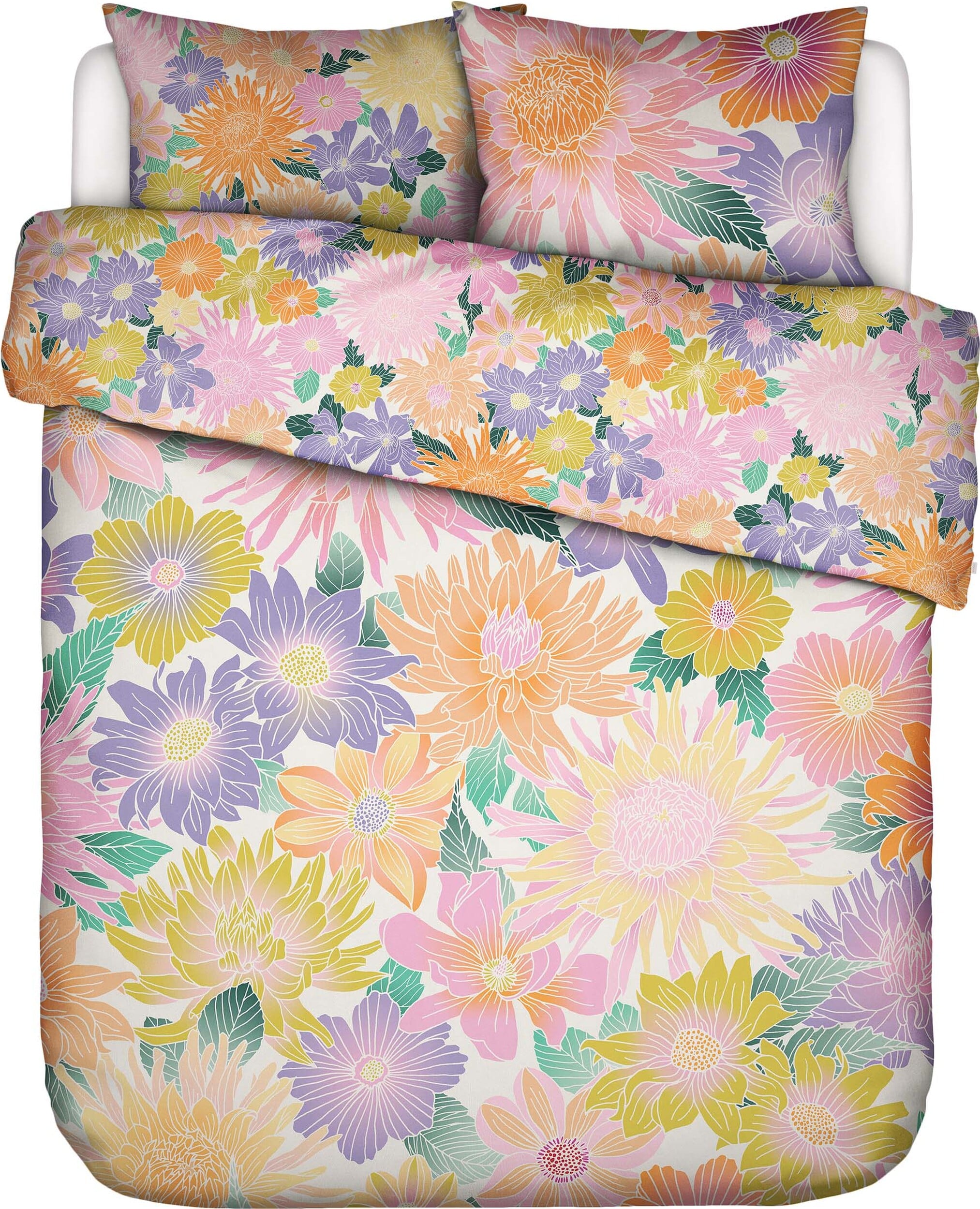 Pościel Flower Fling 240 x 220 cm kolorowa z 2 poszewkami na poduszki 60 x 70 cm zapięcie flap