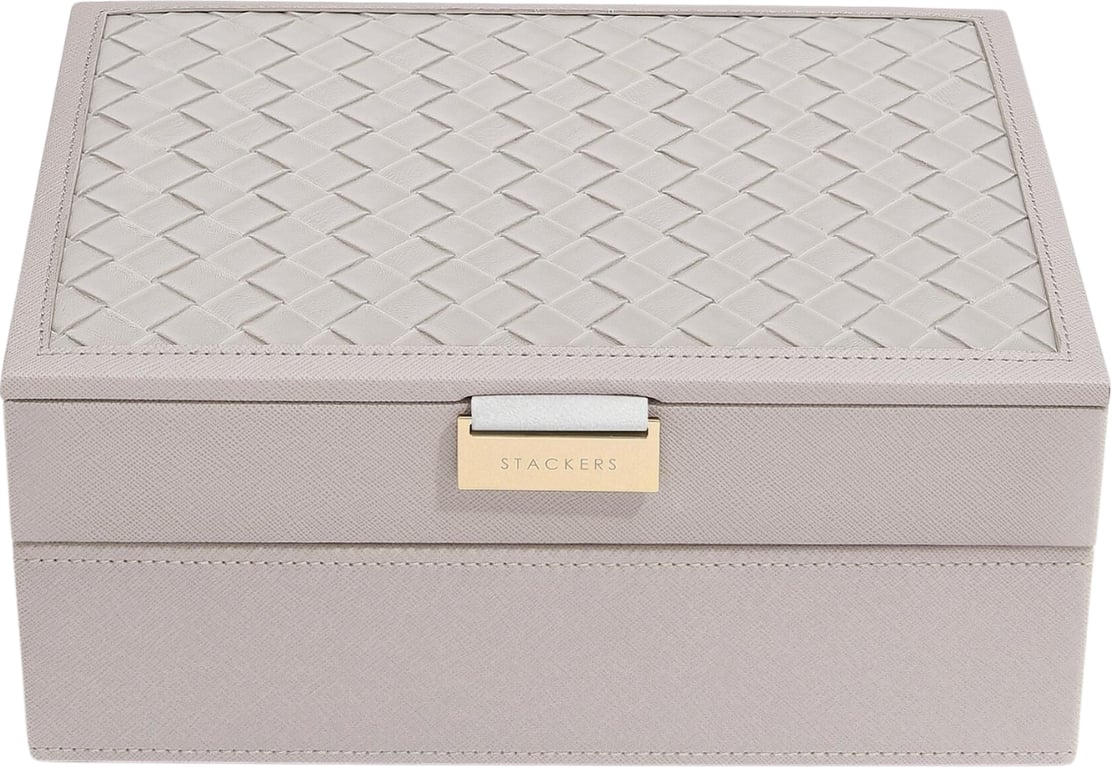 Szkatułka na biżuterię Stackers Classic Woven podwójna taupe