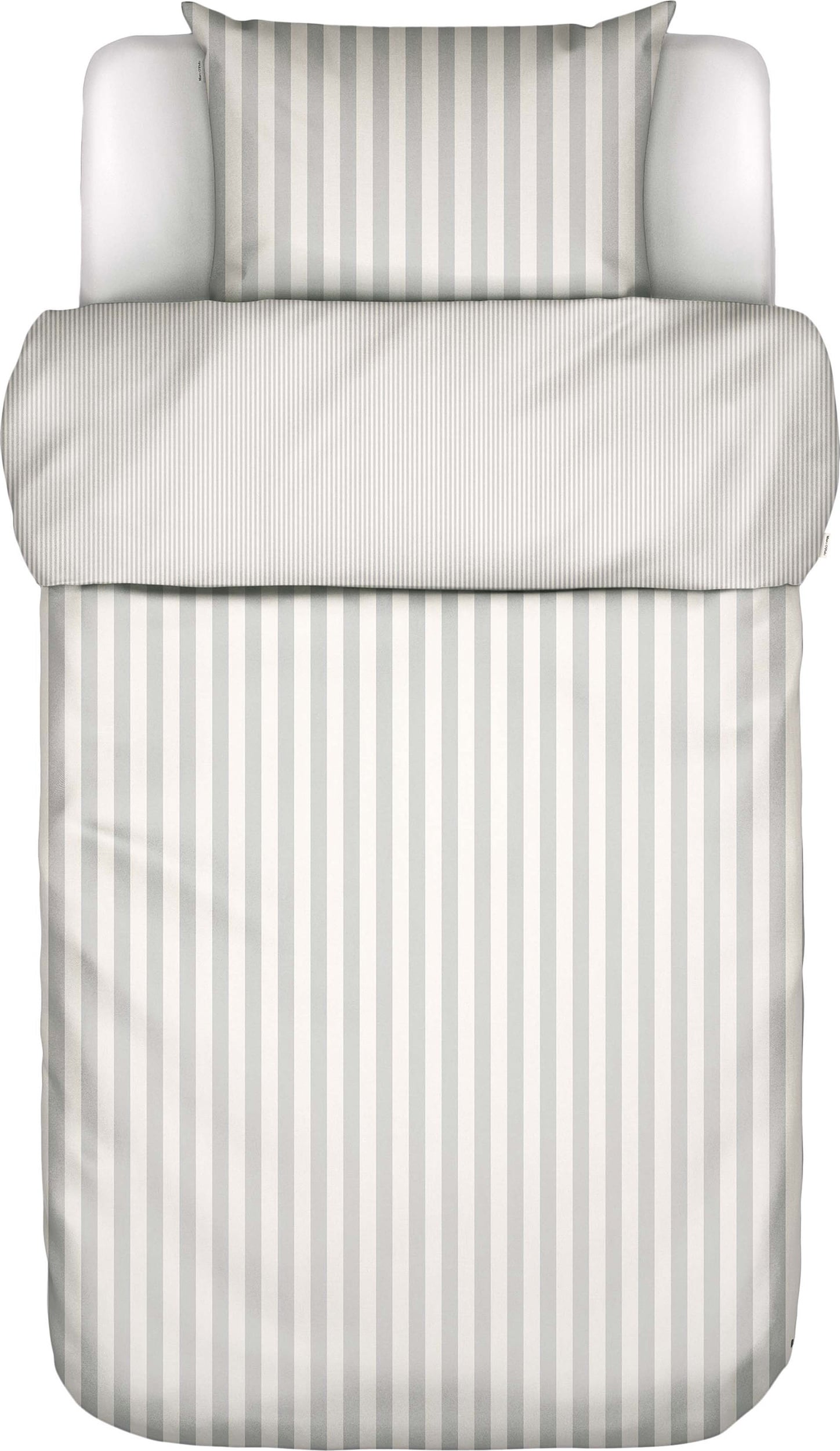 Pościel Classic Stripe 135 x 200 cm szaro-beżowa z poszewką na poduszkę 80 x 80 cm zapięcie suwak