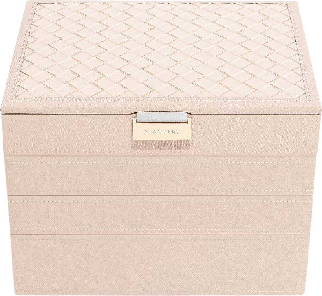 Szkatułka na biżuterię Stackers Classic Woven poczwórna jasnoróżowa