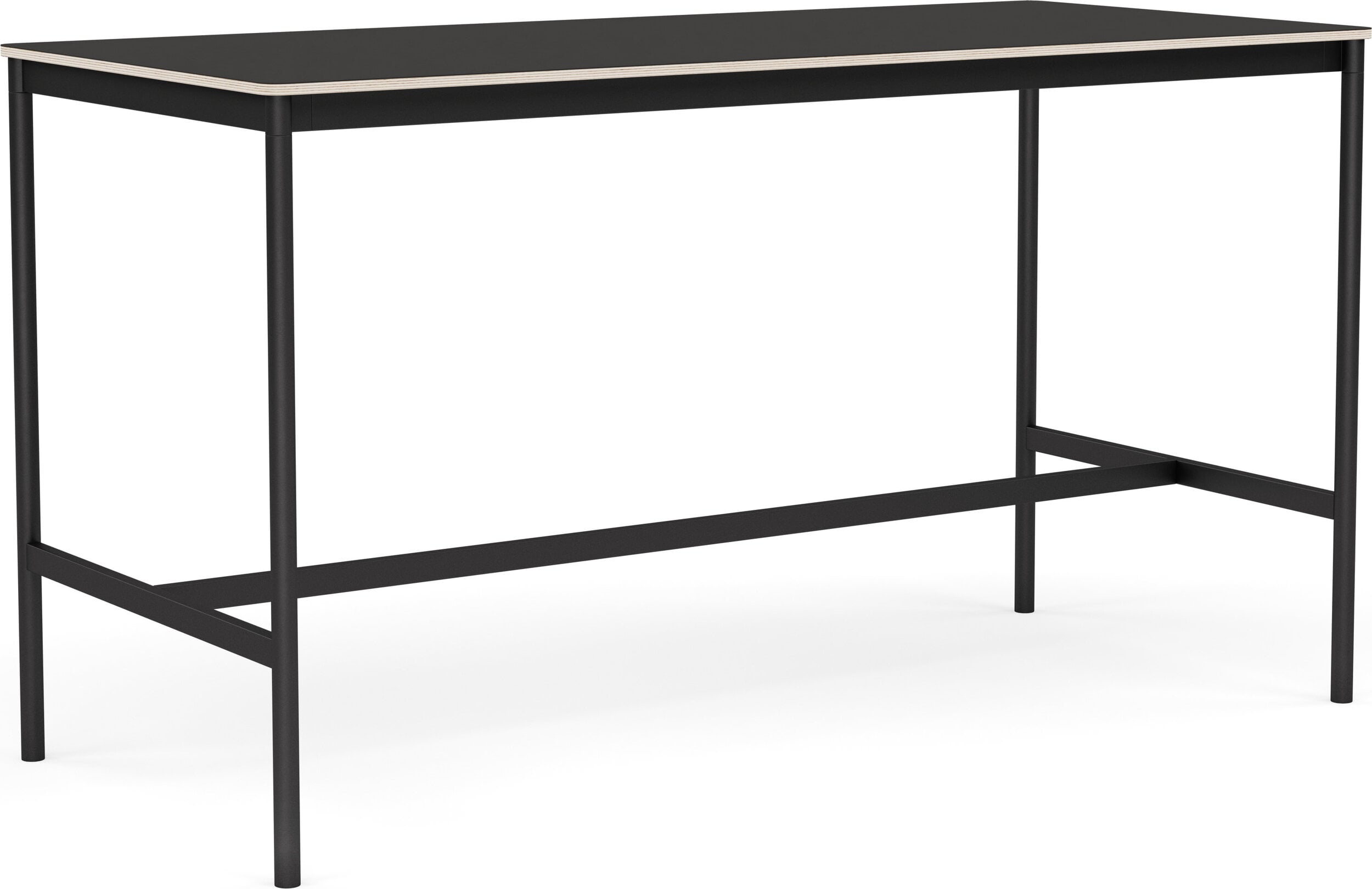 Stół Base 190 x 85 x 105 cm czarny z laminowanym blatem ze sklejką i czarną ramą