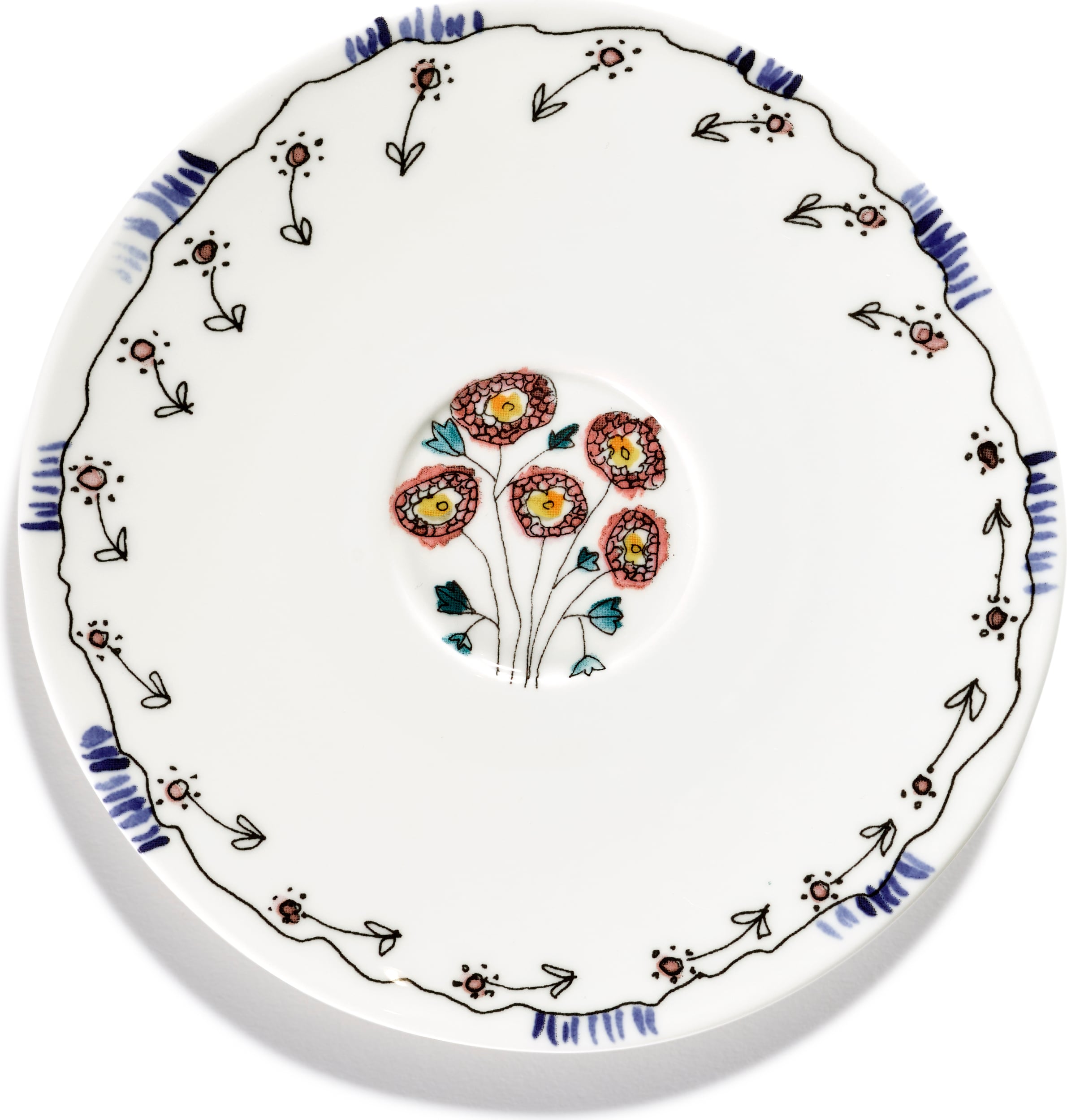 Spodki do filiżanek do herbaty Midnight Flowers Anemone Milk 16 cm 2 szt.