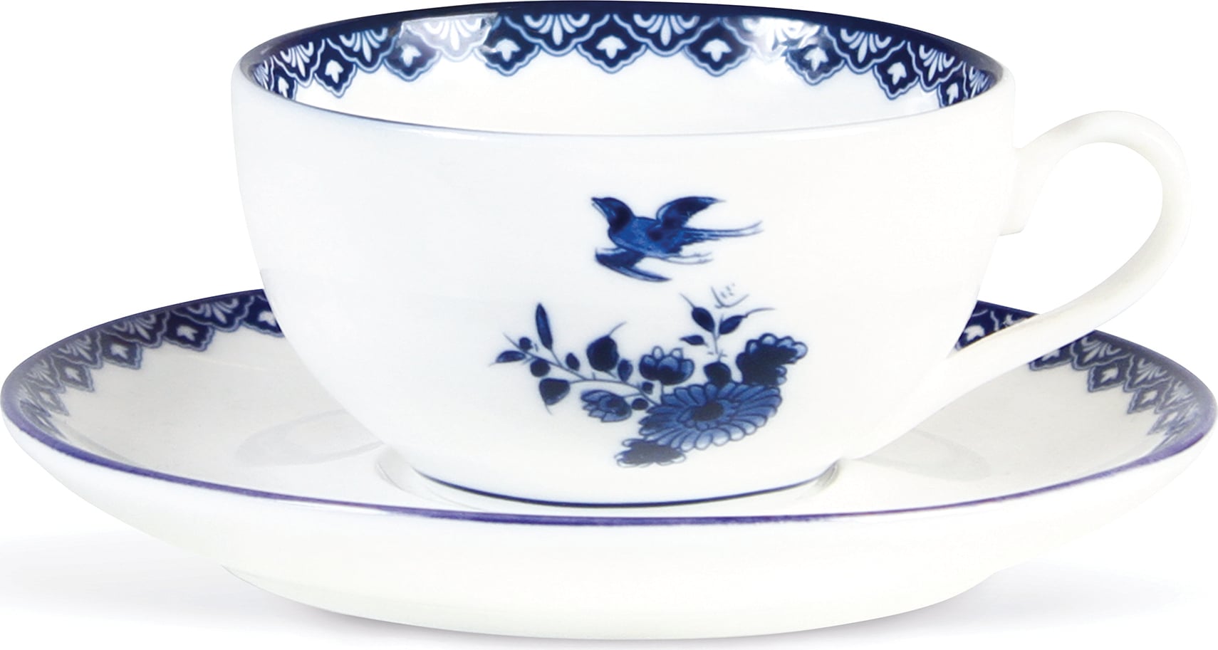Filiżanki do herbaty ze spodkami Delftware 2 szt.