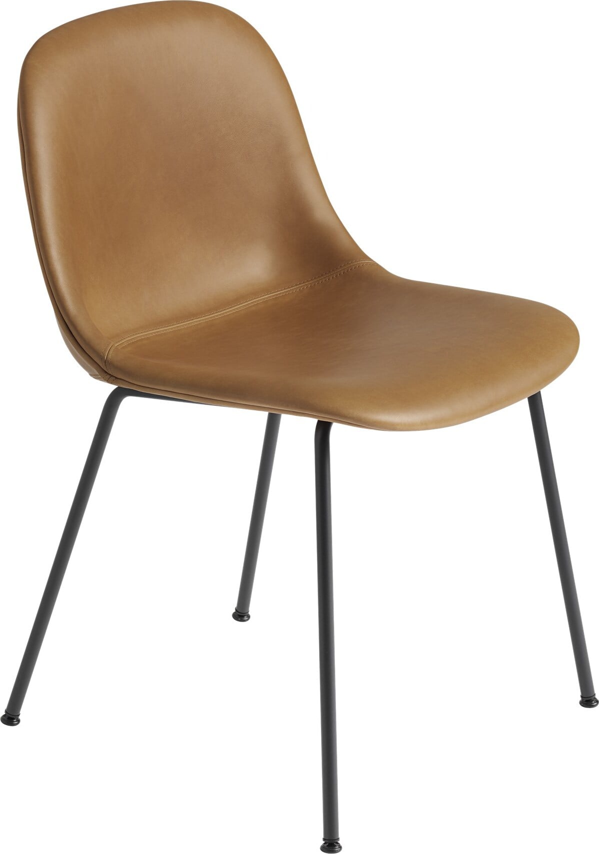 Krzesło Fiber Tube Refine Leather Cognac tapicerowane na stalowych nogach