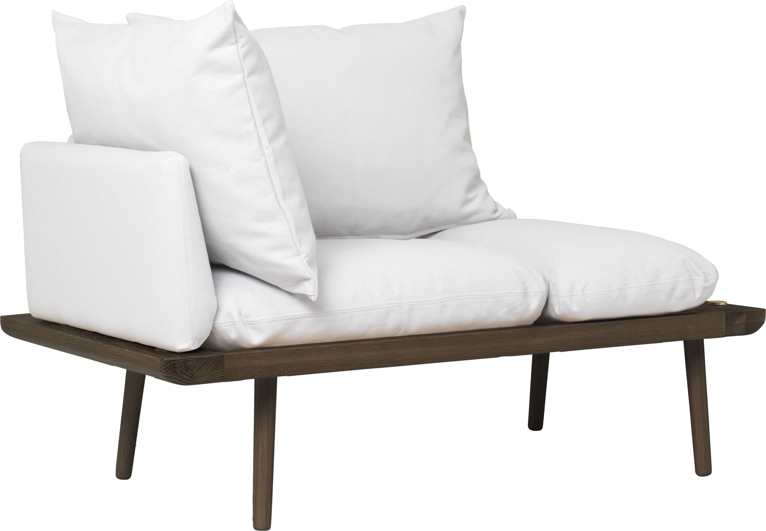Sofa Lounge Around jasnoszara na ciemnych dębowych nogach