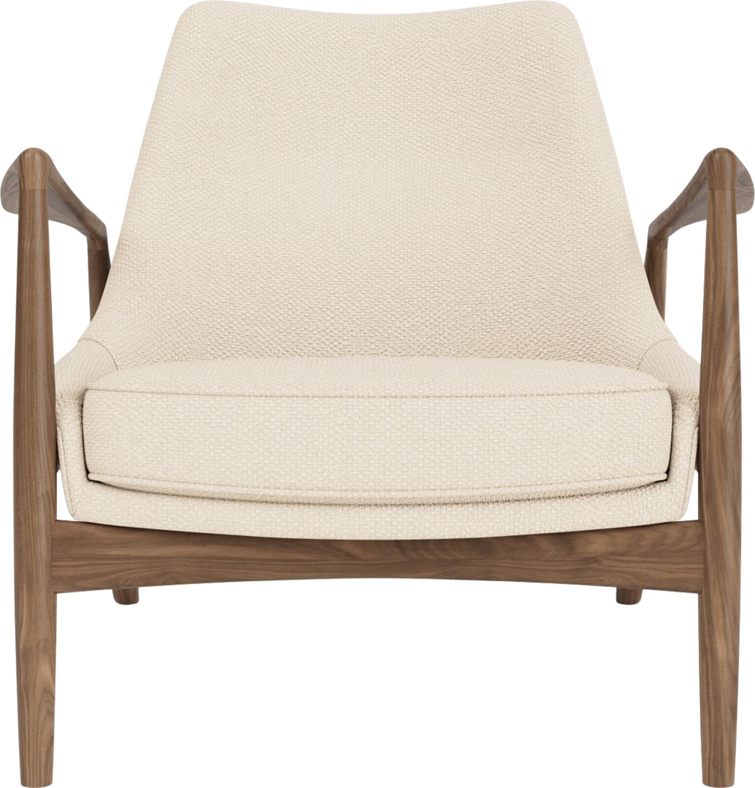 Fotel The Seal Lounge 73 cm orzech tapicerowany kremowy