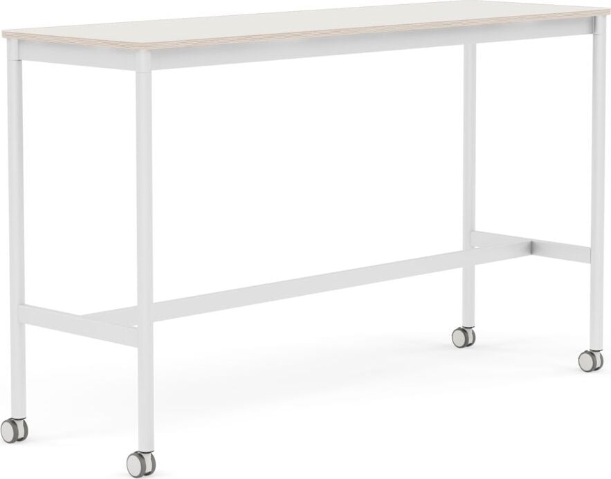 Stół na kółkach Base 50 x 160 x 95 cm biały nanolaminat nogi białe