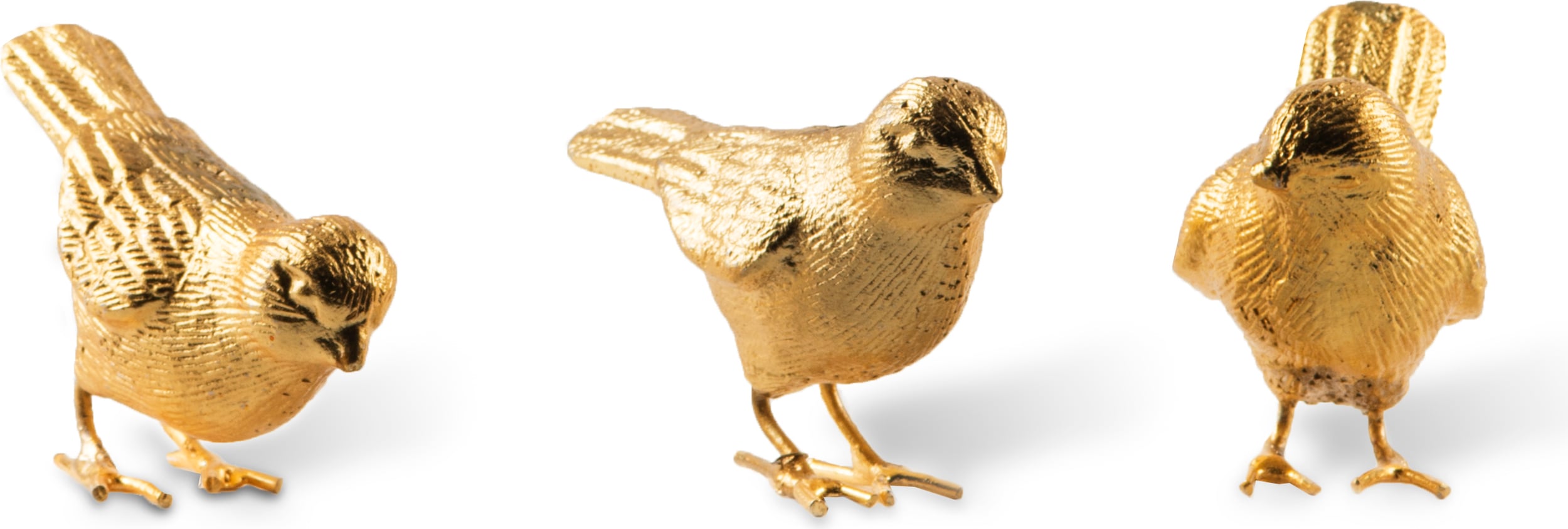 Figurki dekoracyjne Sparrows złote 3 el.