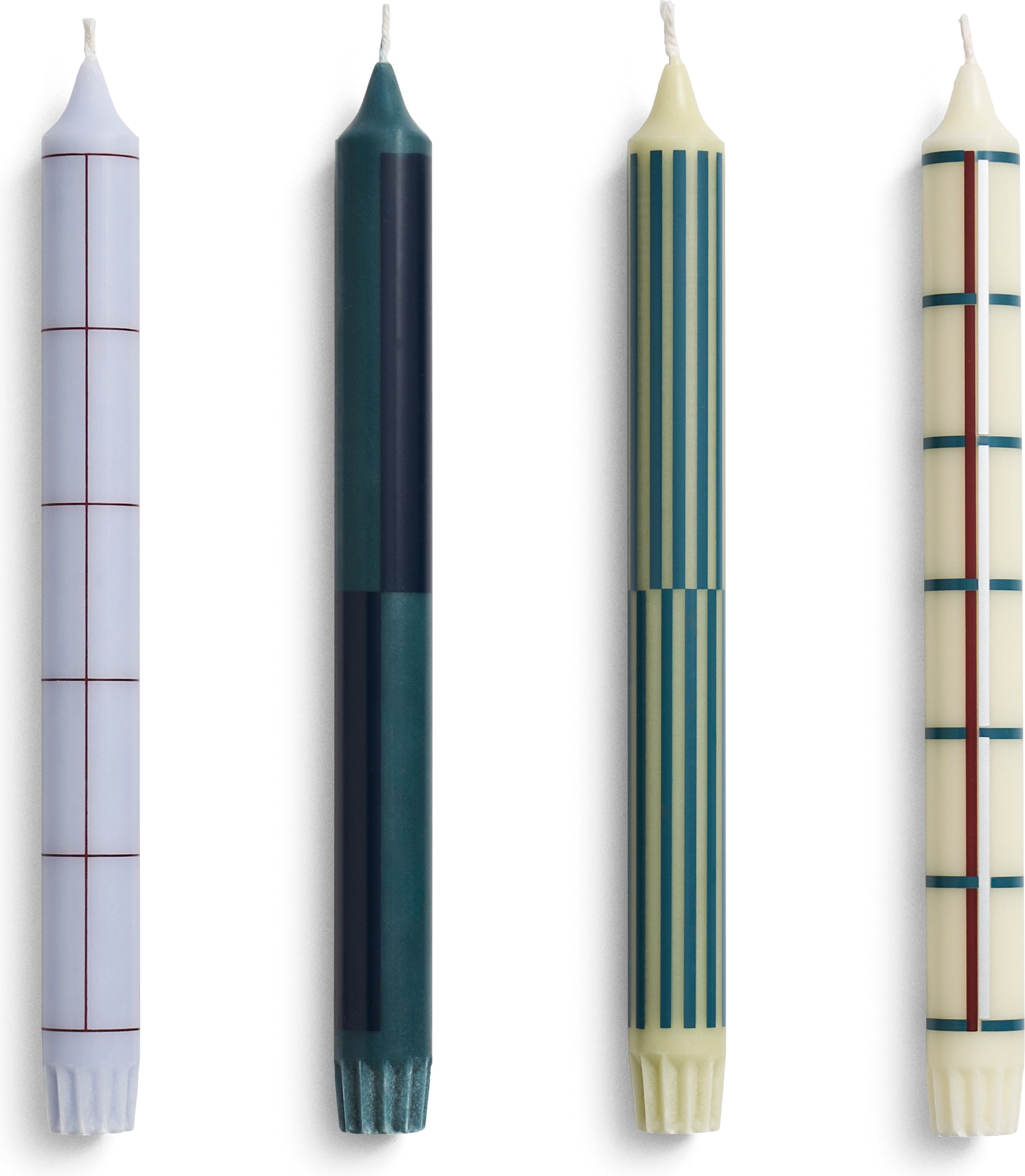 Świece Hay Pattern zielono-srebrne 4 szt.