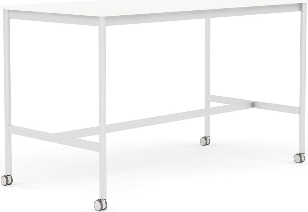 Stół na kółkach Base 80 x 160 x 95 cm biały laminowany ABS nogi białe