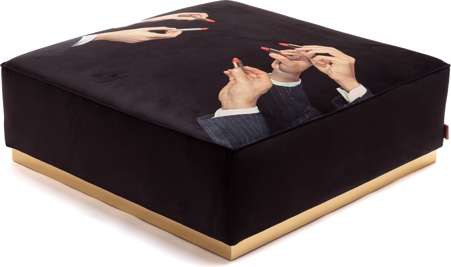 Puf Toiletpaper Lipsticks Black kwadratowy 103 cm