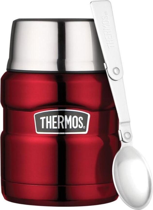 Termos obiadowy ze składaną łyżką Style 470 ml czerwony 2 el.
